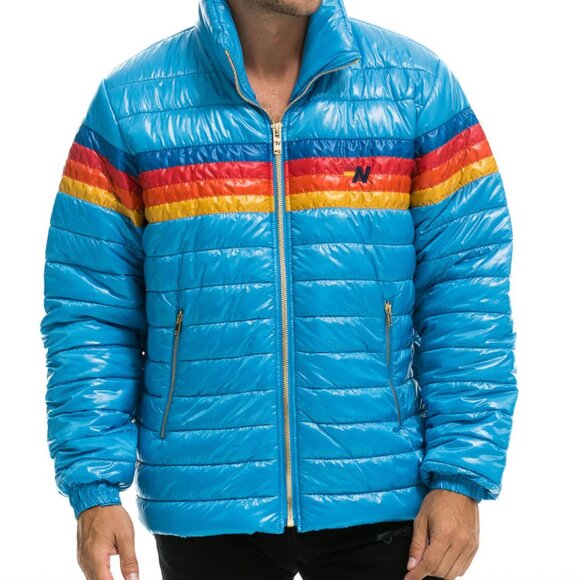 Aviator Nation: 4 STRIPE TRAVELER JACKET - OCEAN GLOSSY Size Medium : Brand New